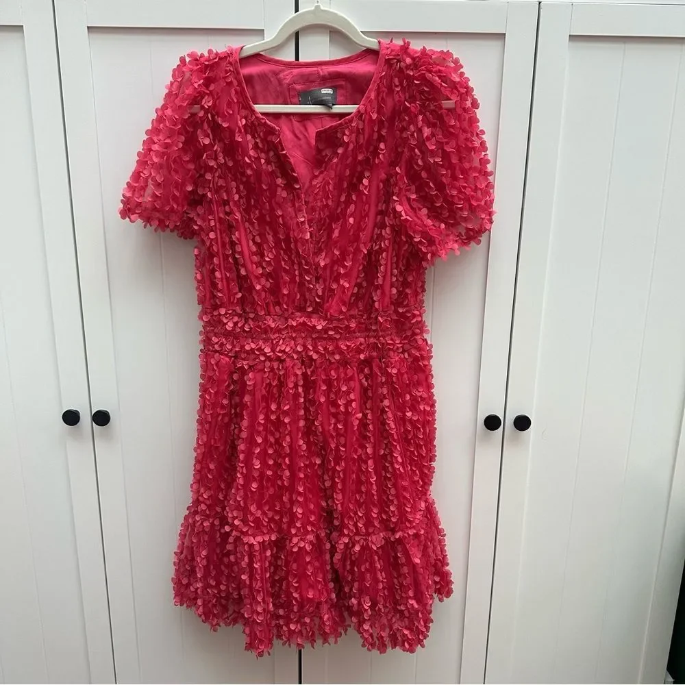 Anthropologie The Somerset Mini Dress Floral Appliqué Edition Pink size L - Picture 4 of 8